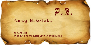 Paray Nikolett névjegykártya